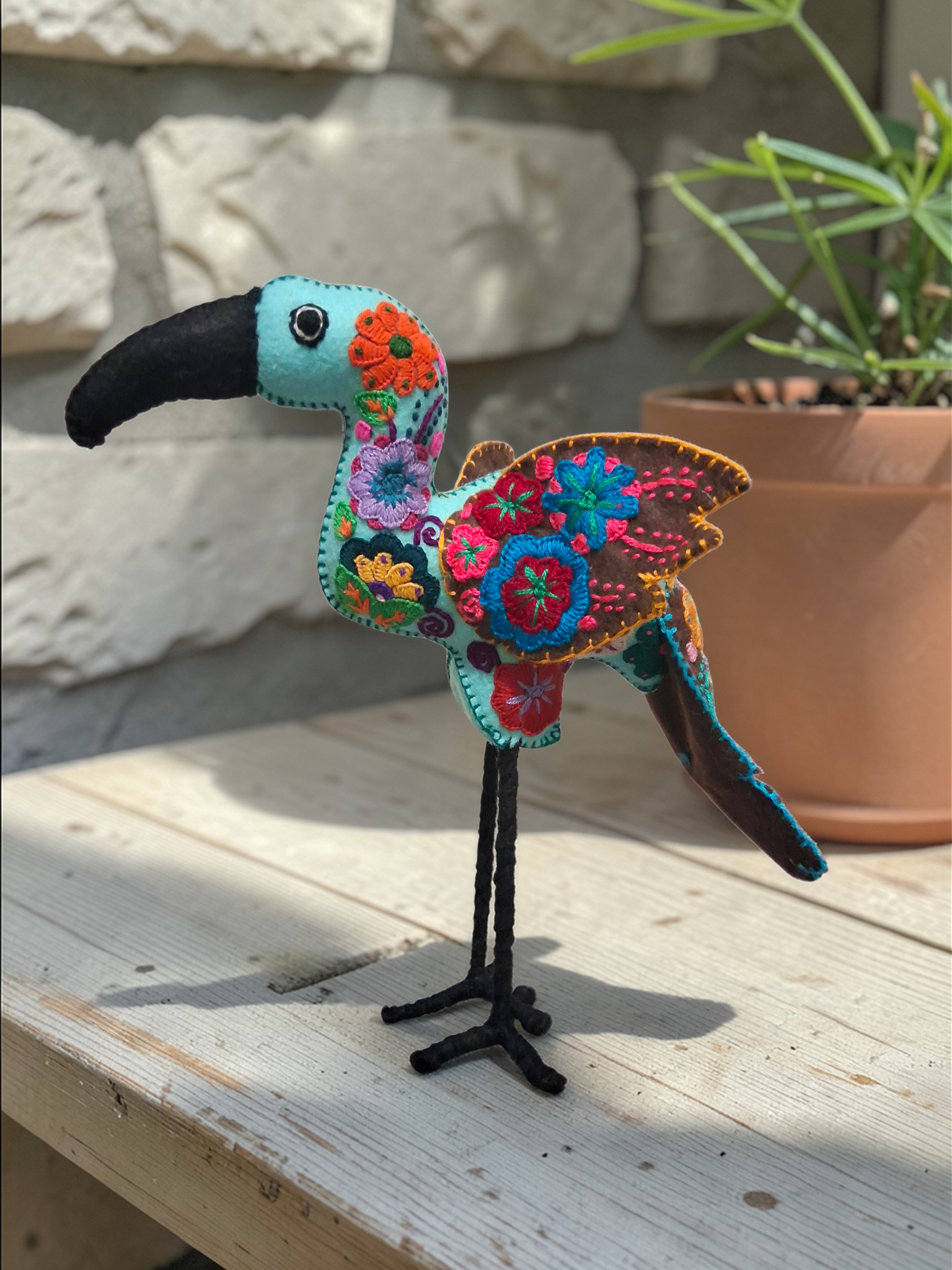 Embroidered Flamingo Plush