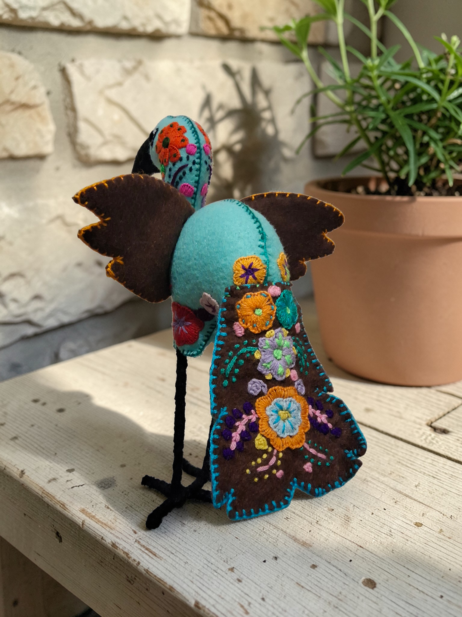 Embroidered Flamingo Plush