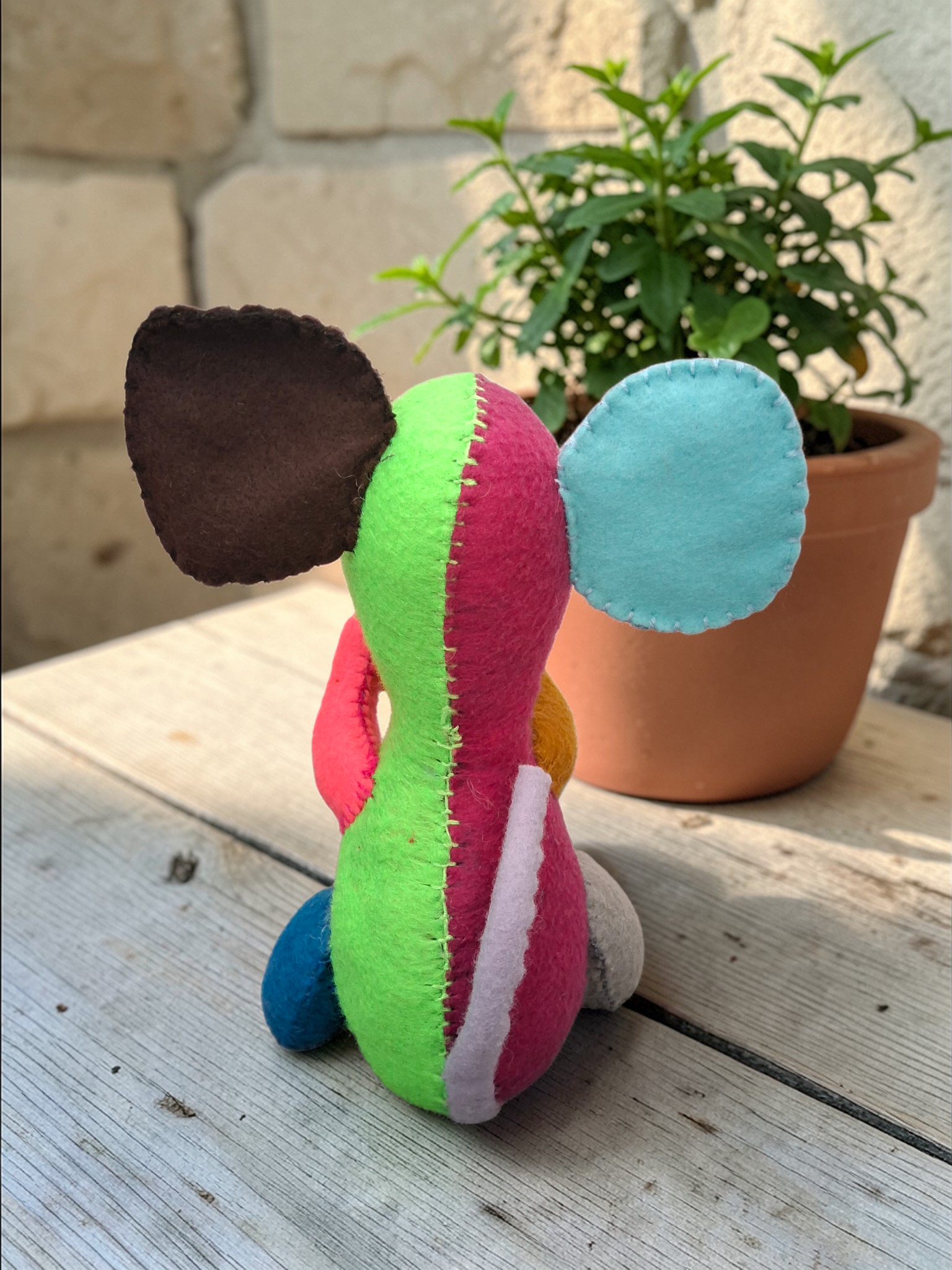 Colorful Patchwork Mouse Plush