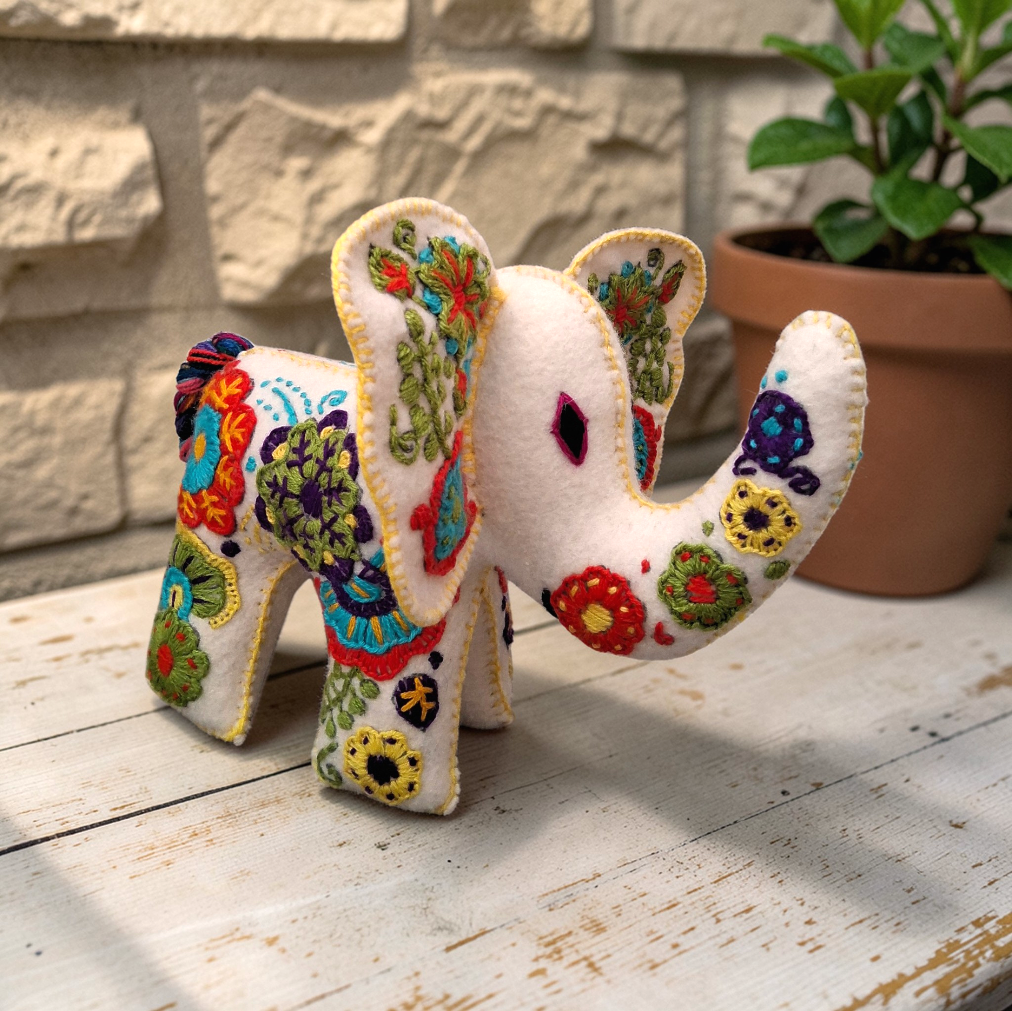 Embroidered Elephant Plush