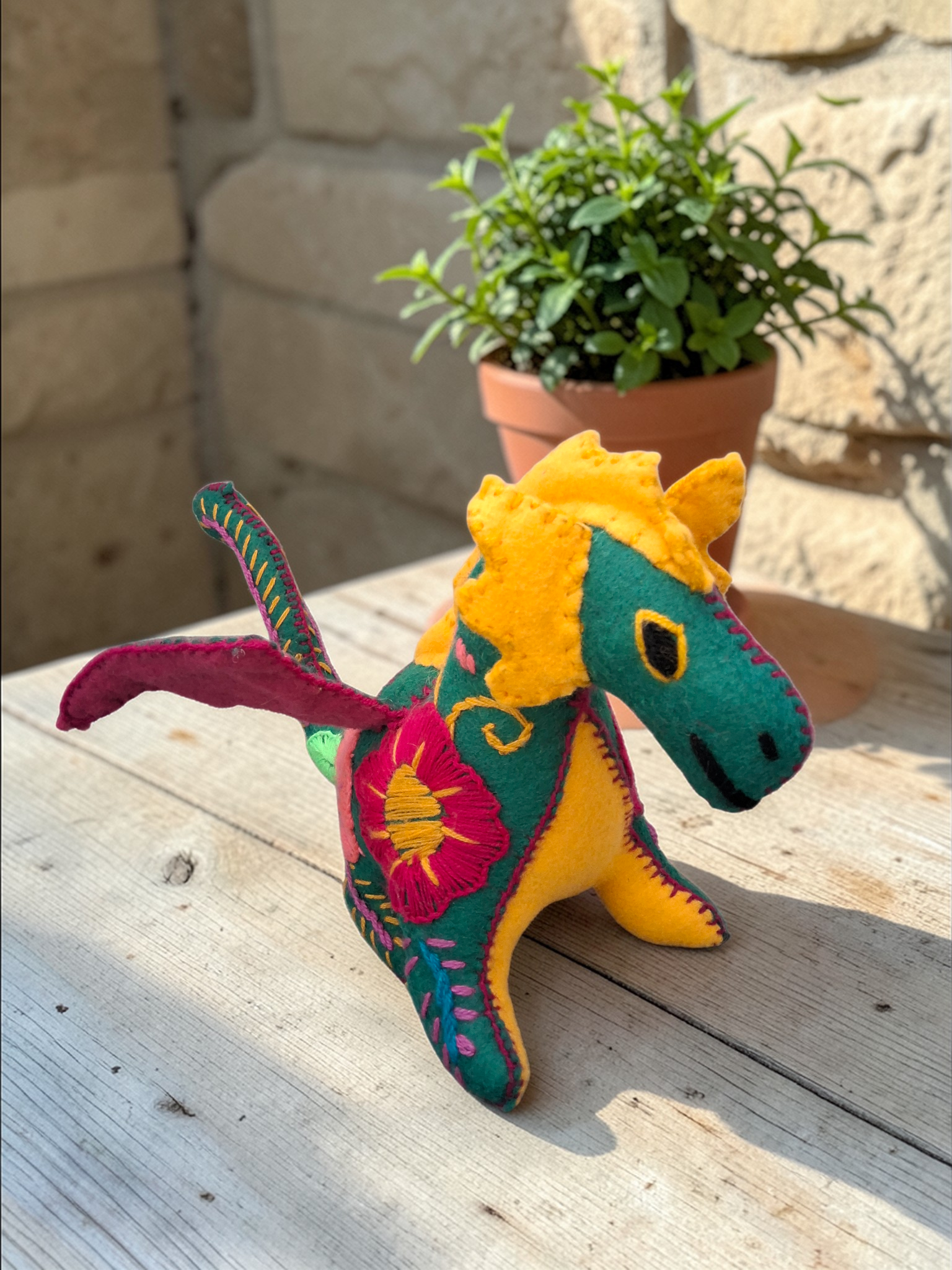 Embroidered Fabric Dragon Plush