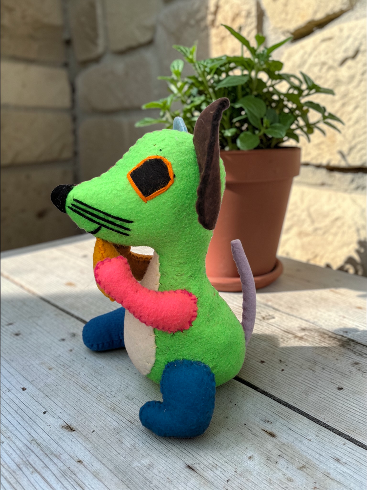 Colorful Patchwork Mouse Plush