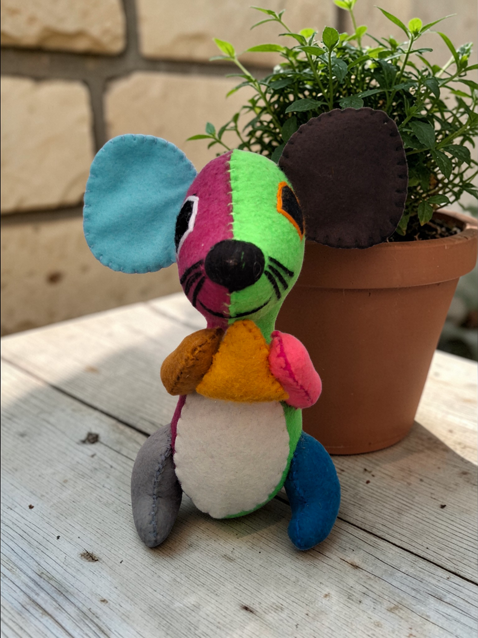 Colorful Patchwork Mouse Plush