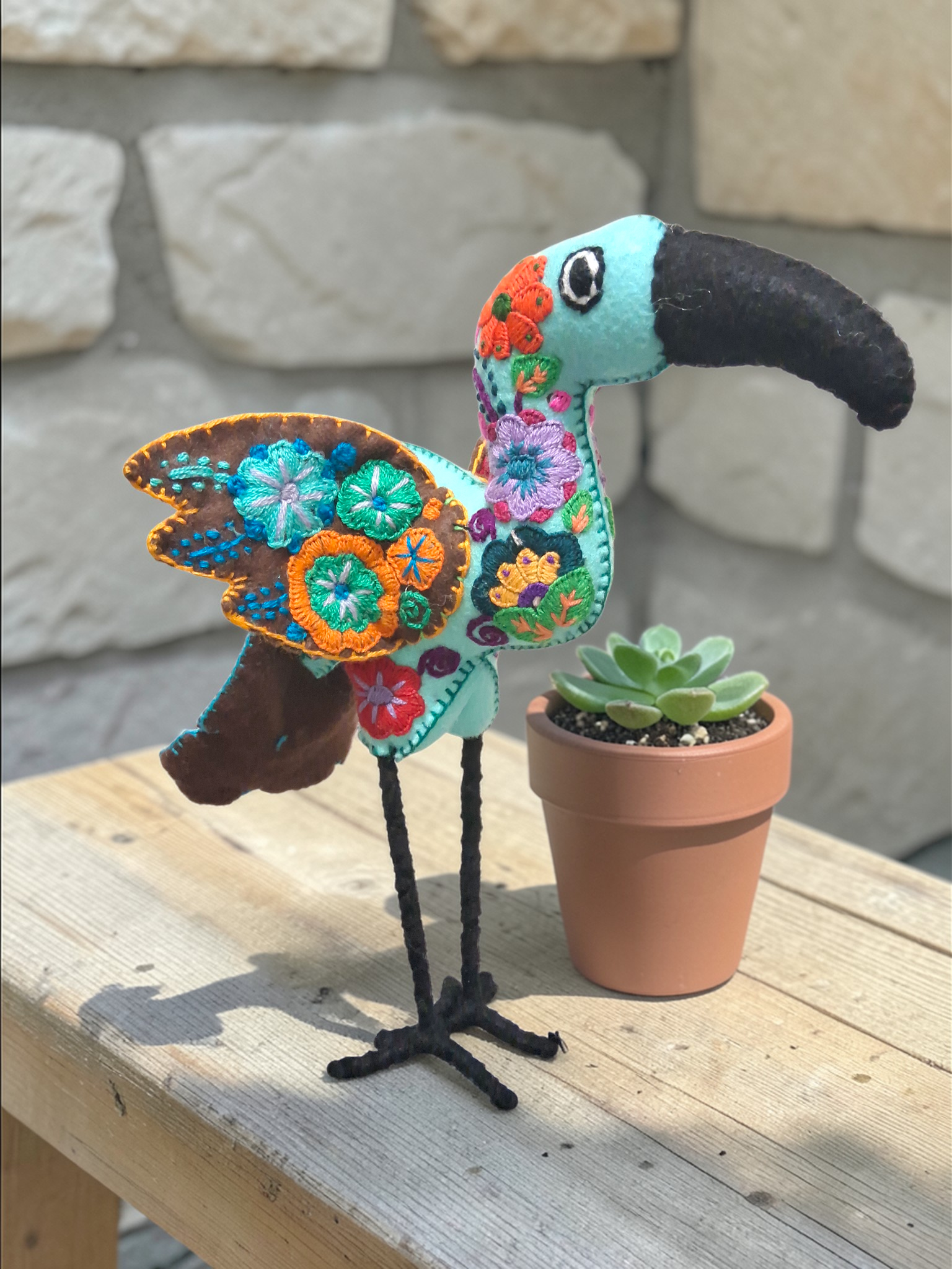 Embroidered Flamingo Plush