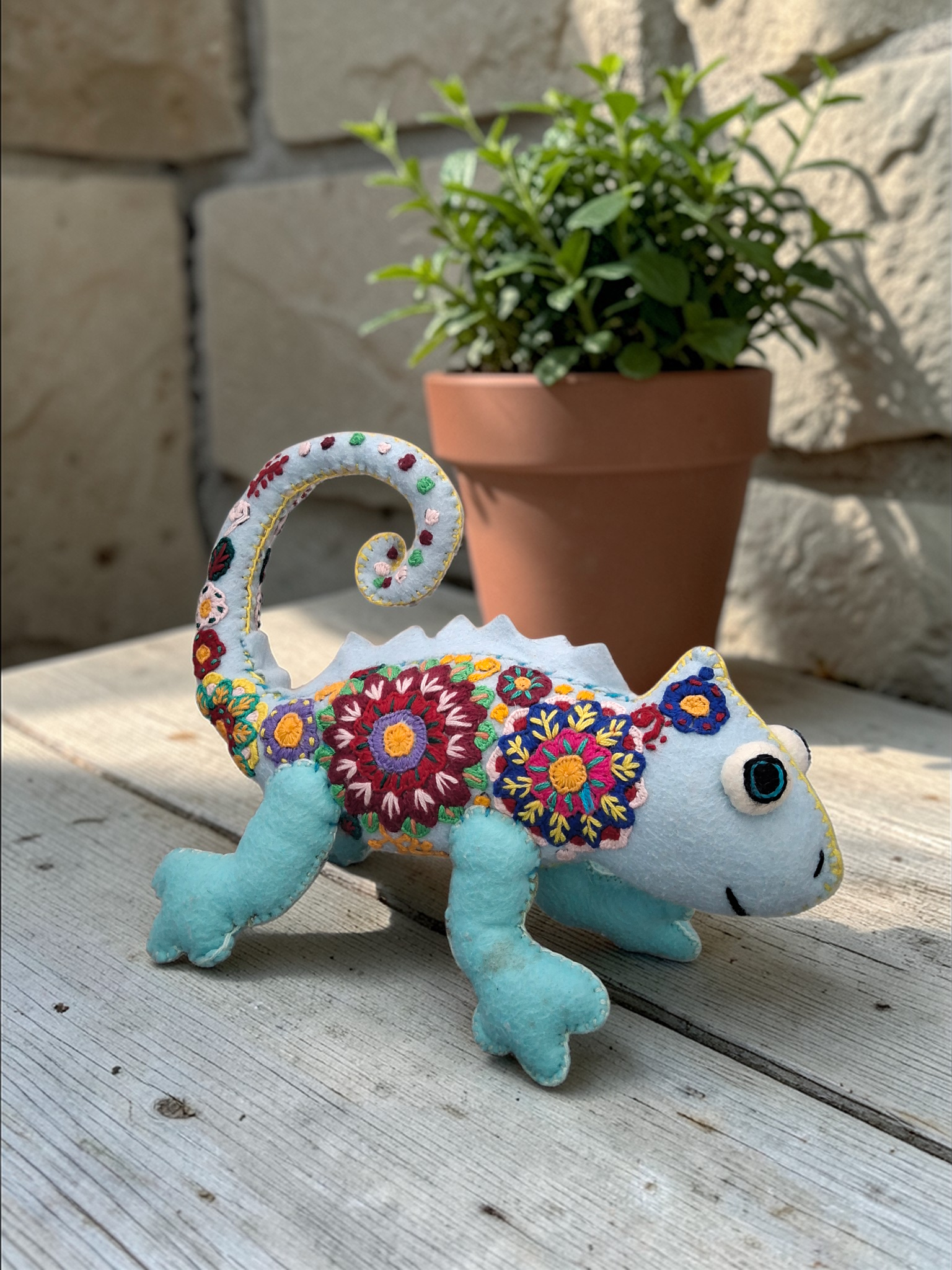 Embroidered Plush Chameleon