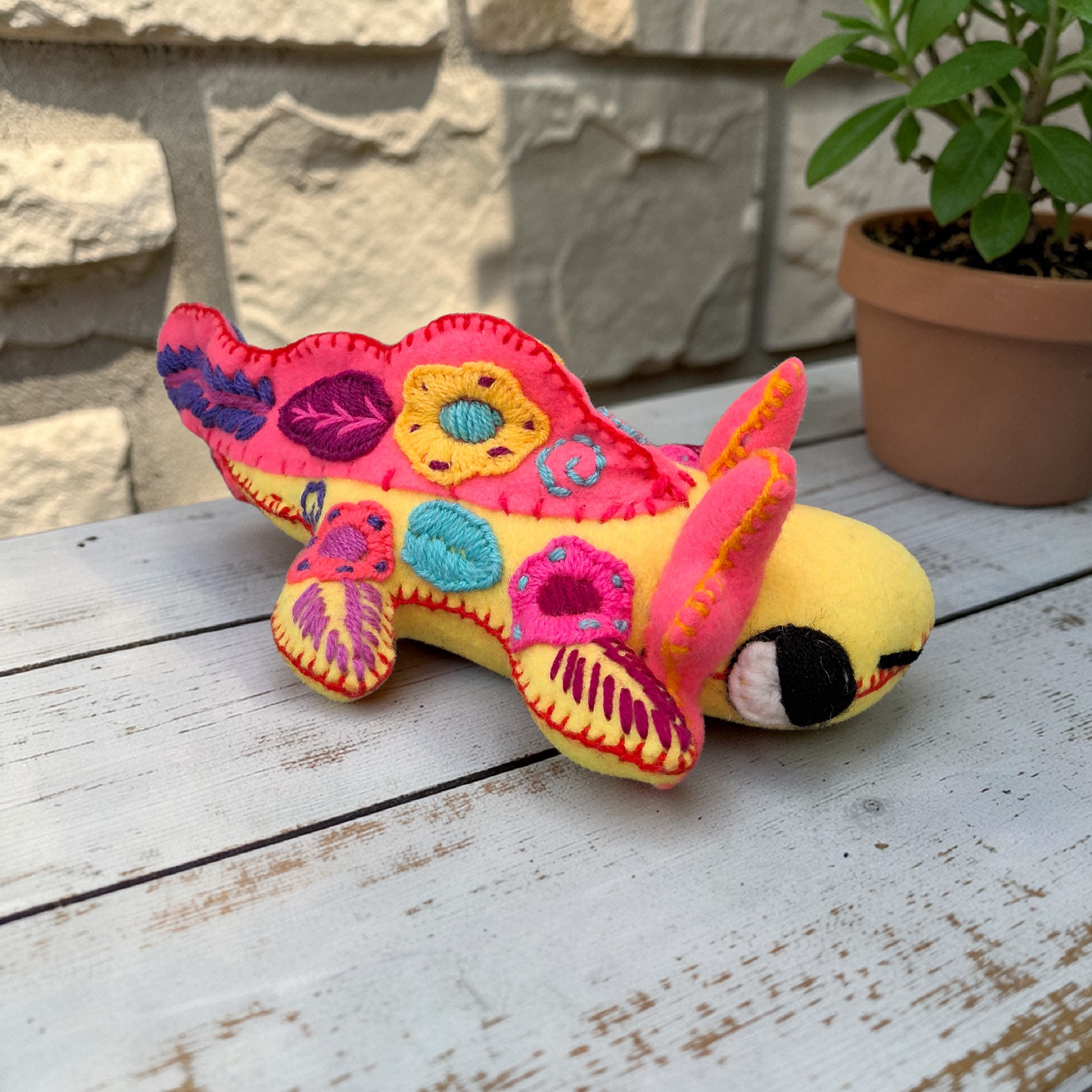 Embroidered Felt Axolotl Plush