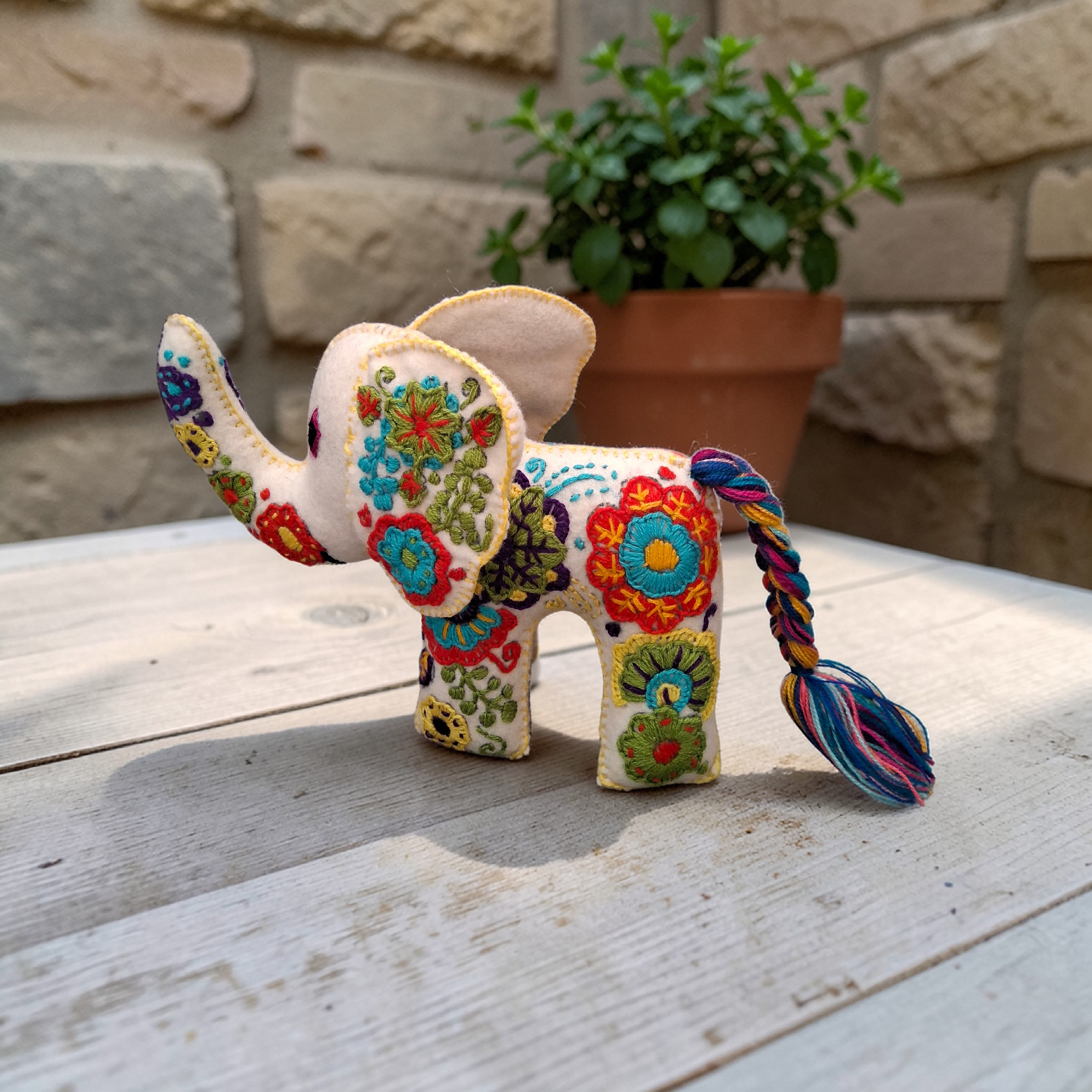 Embroidered Elephant Plush