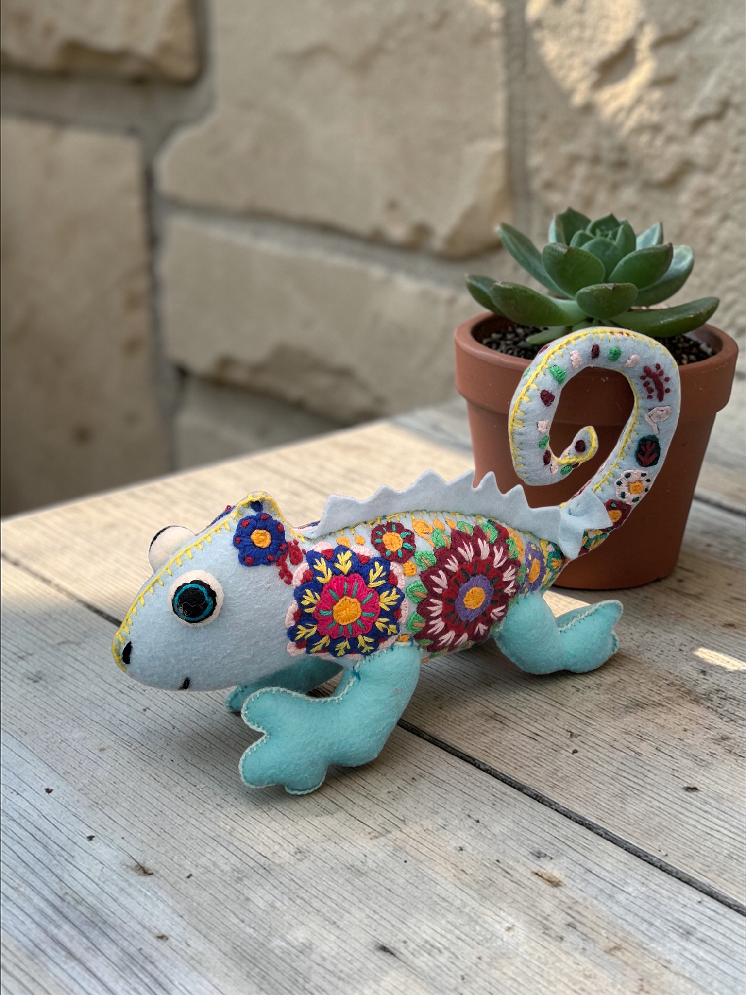 Embroidered Plush Chameleon