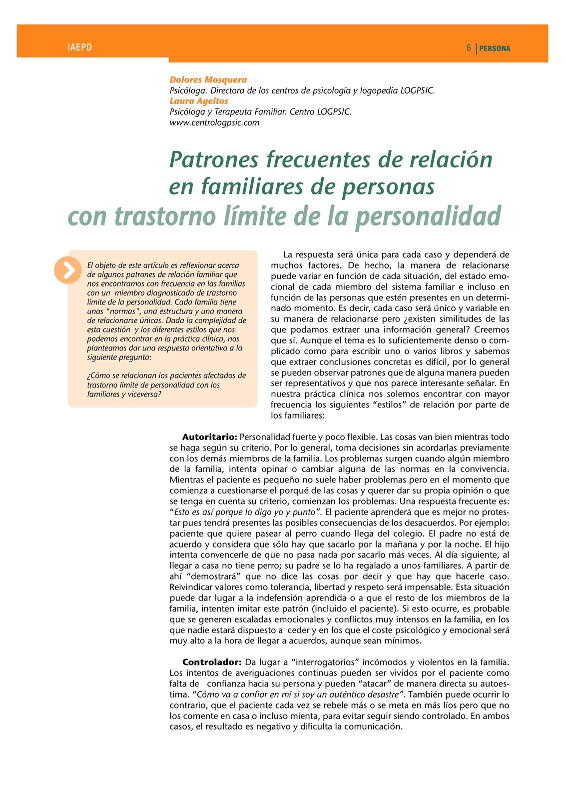 PATRONES FRECUENTES DE RELACION 2007