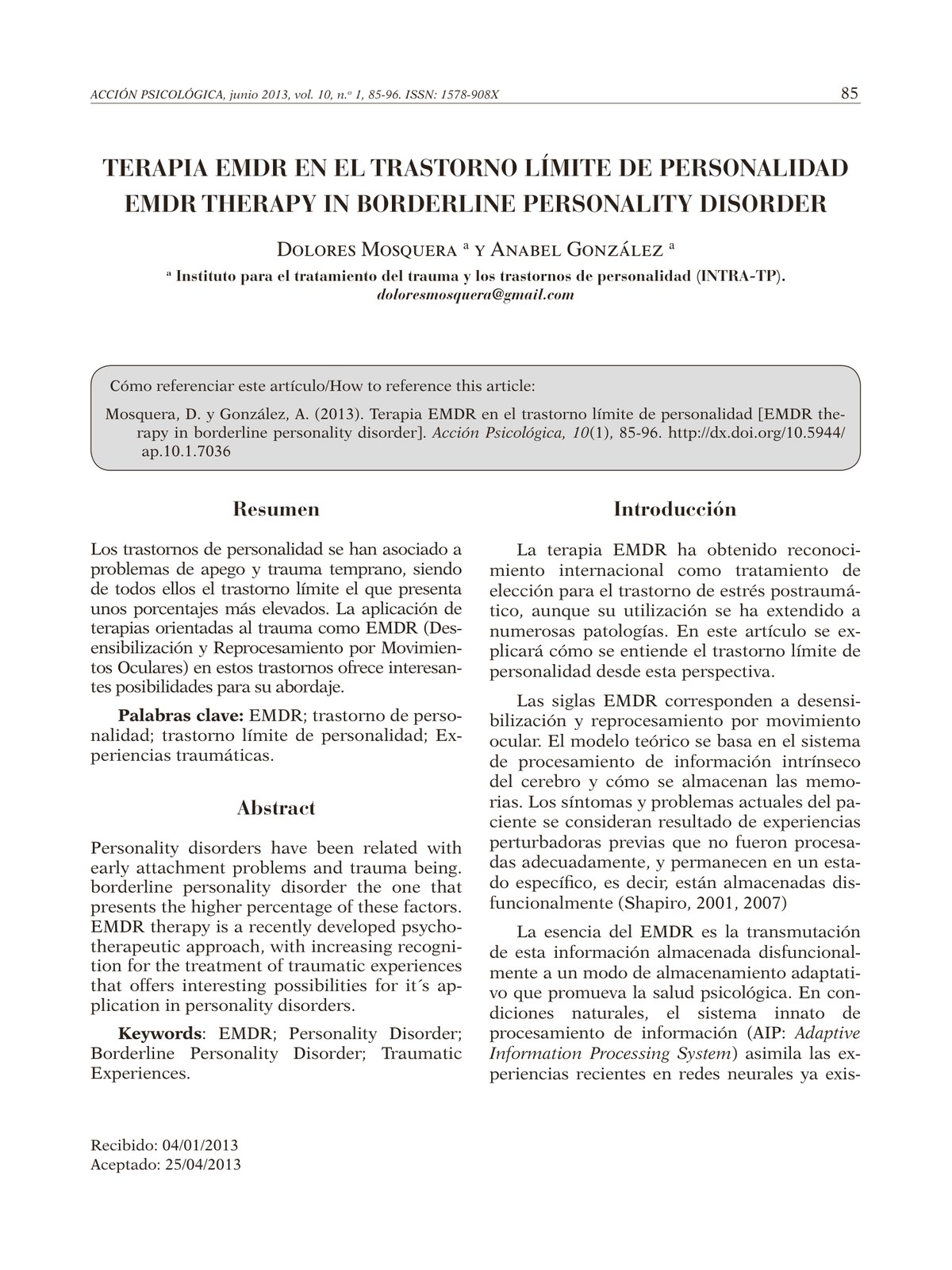 TERAPIA EMDR Y TLP REVISTA ACCION PSICOLOGICA UNED