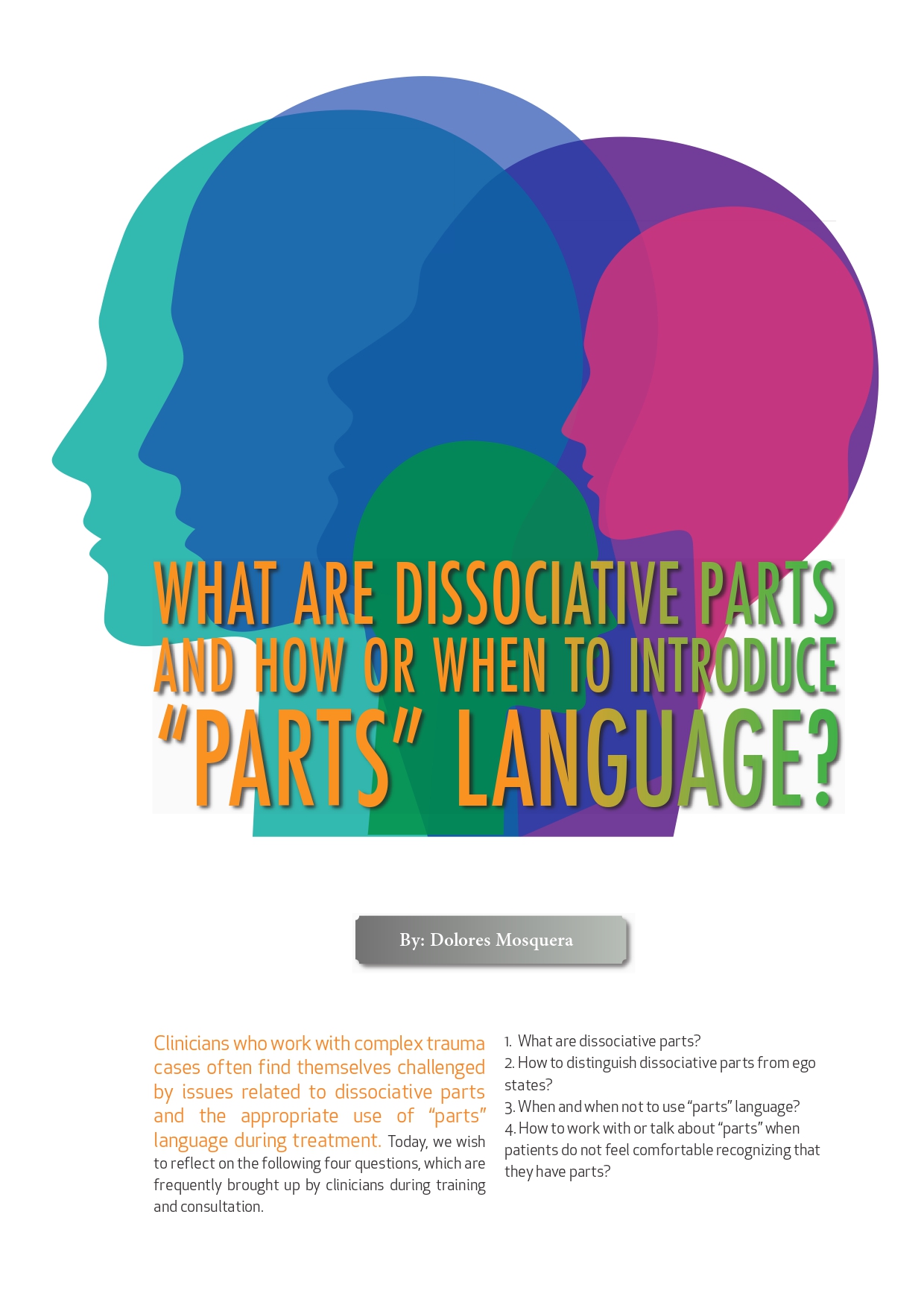 What are dissociative parts. ESTD Newsletter, Mosquera 2020