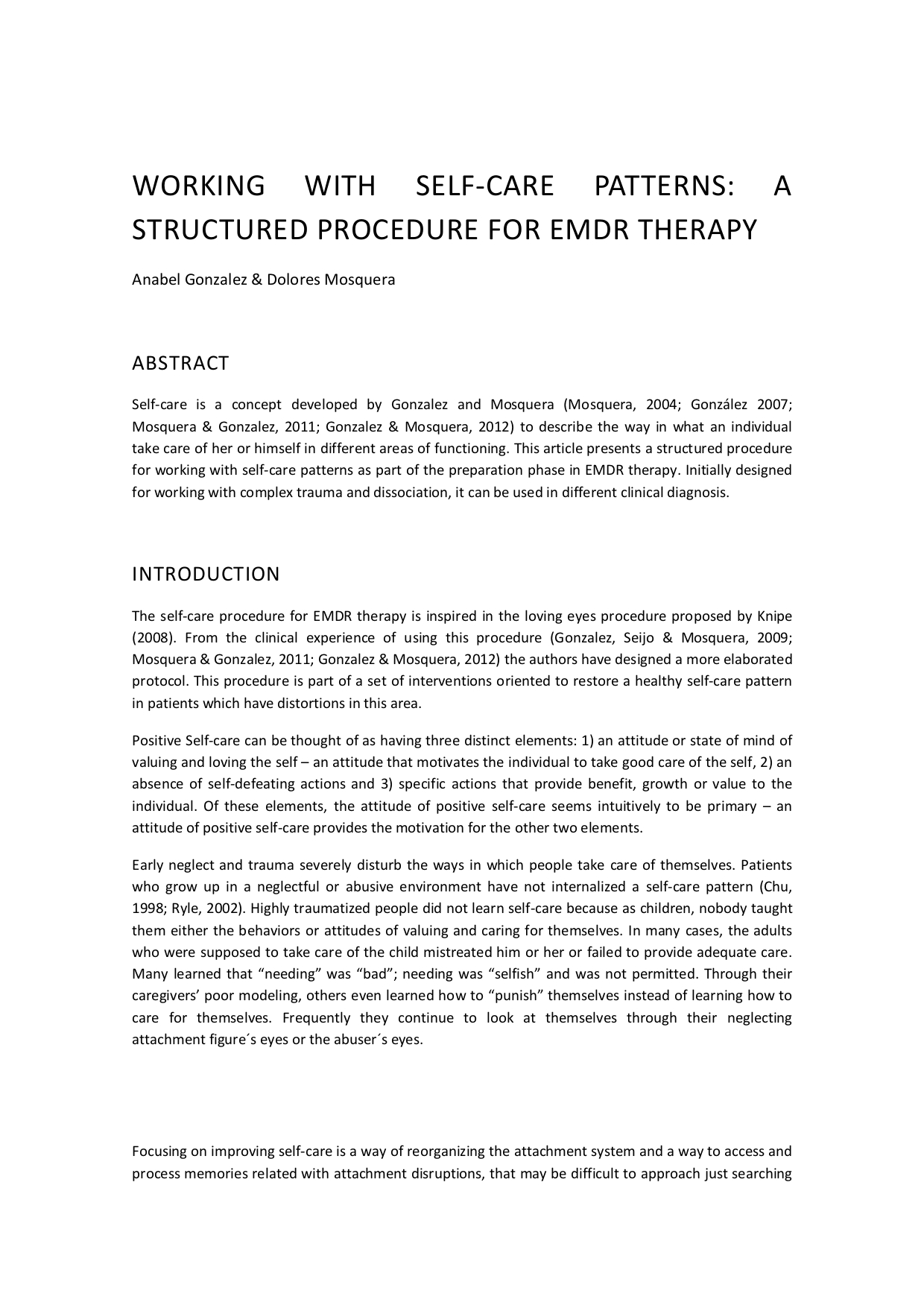 SELF-CARE PROCEDURE FOR EMDR ENGLISH