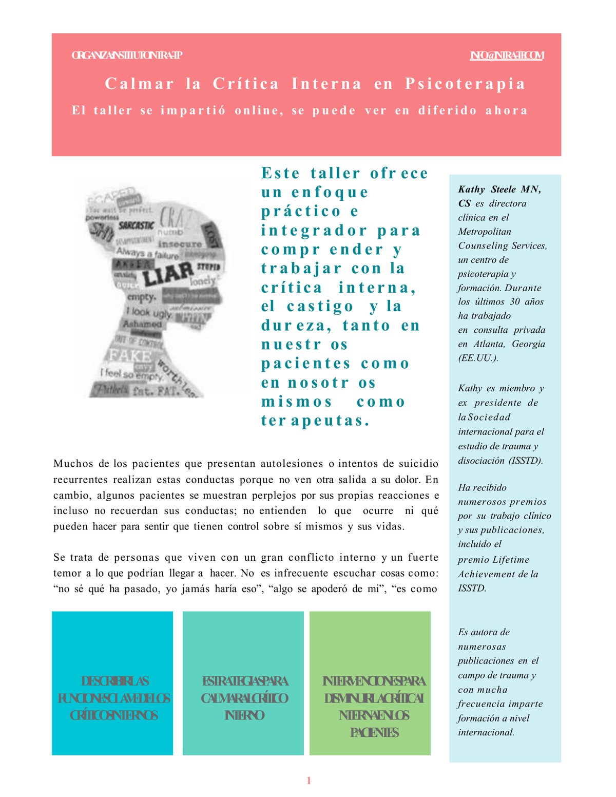 Calmar la crítica interna en Psicoterapia
