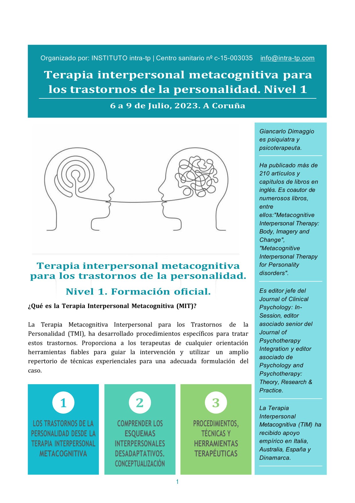 Terapia interpersonal metacognitiva para los trastornos de la personalidad. Nivel 1
