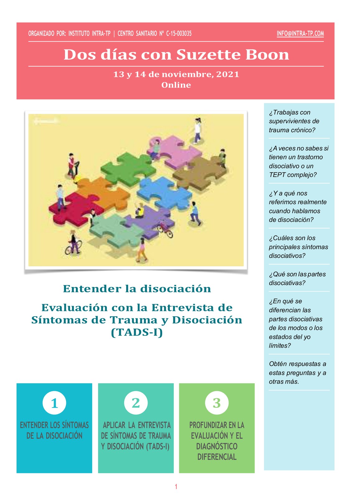 Dos días con Suzette Boom. Entender los síntomas de la diociación