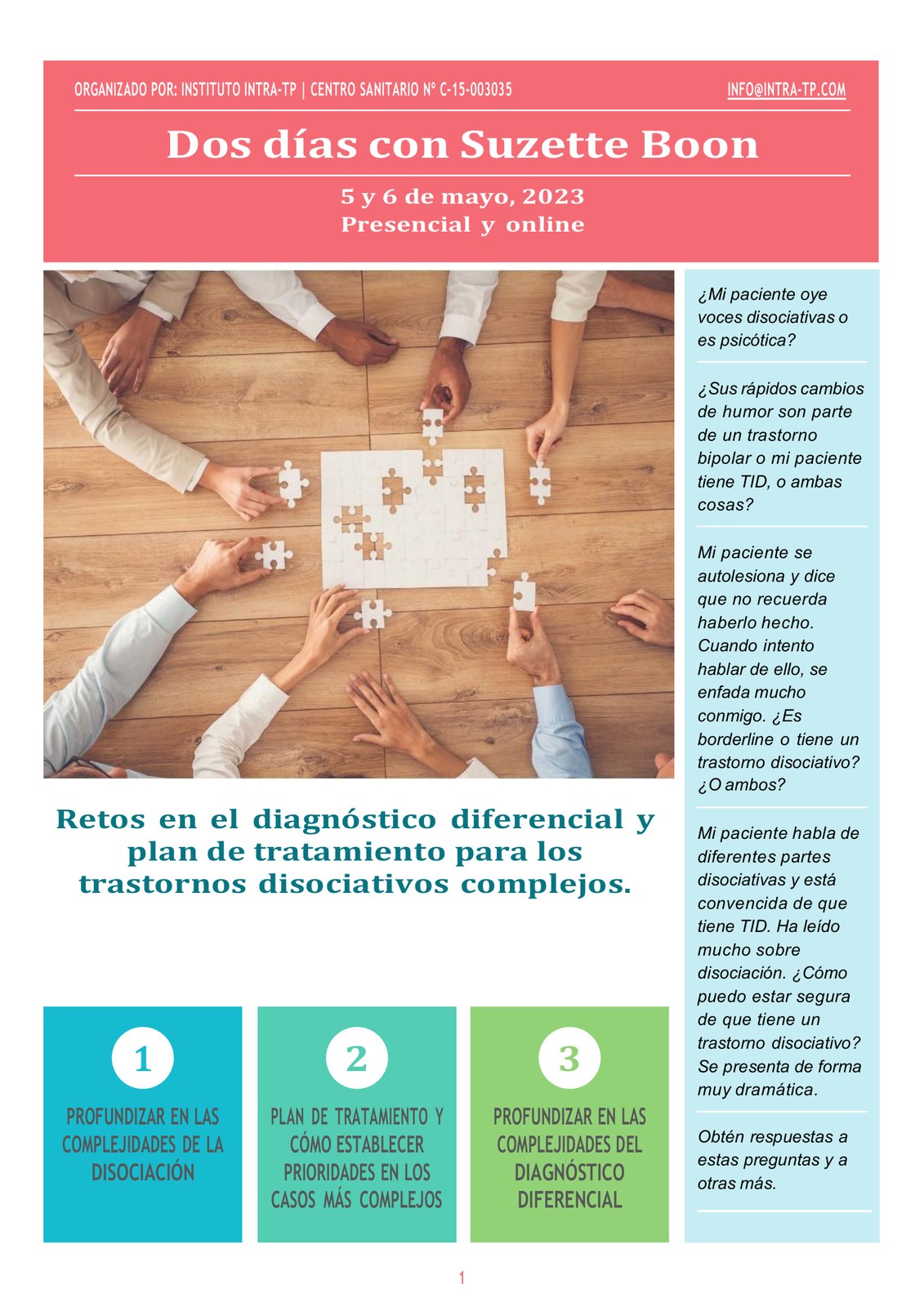 Suzette Boon. Diagnóstico diferencial y plan de tratamiento para los trastornos disociativos complejos.