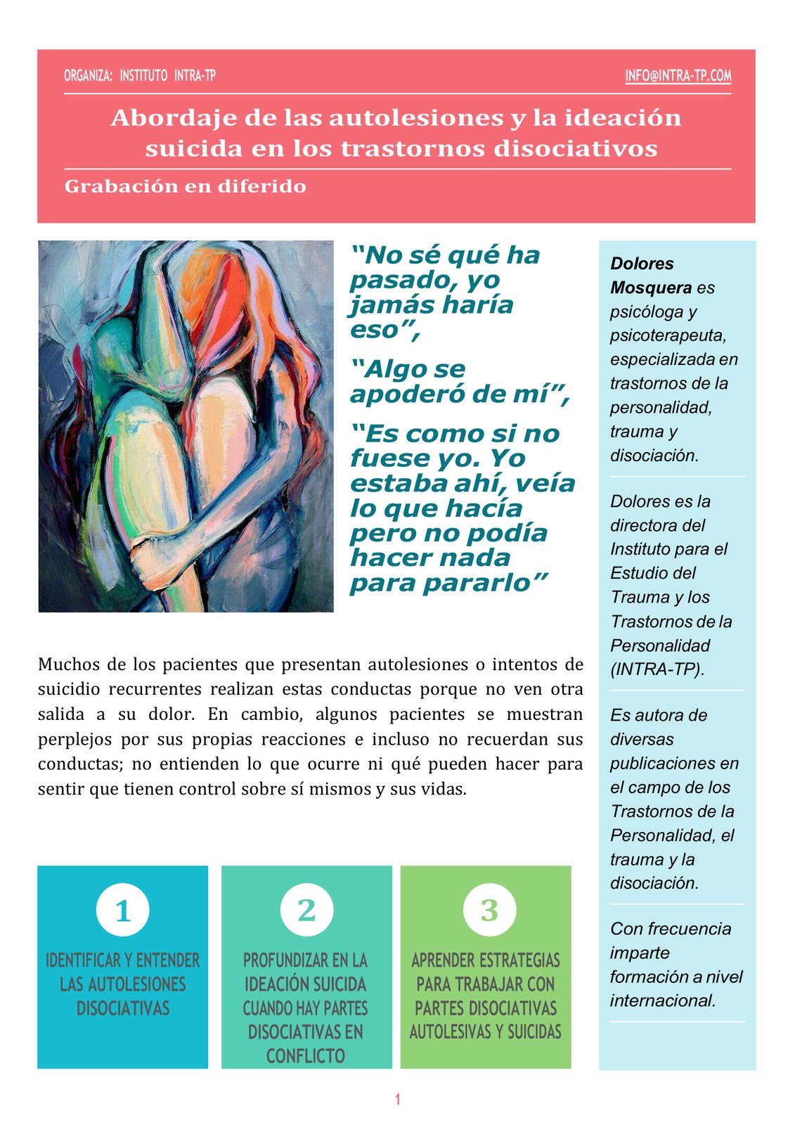 Abordaje de las autolesiones y la ideación suicida en los trastornos disociativos