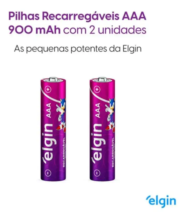 Pilhas AAA Recarregáveis Elgin Sonic