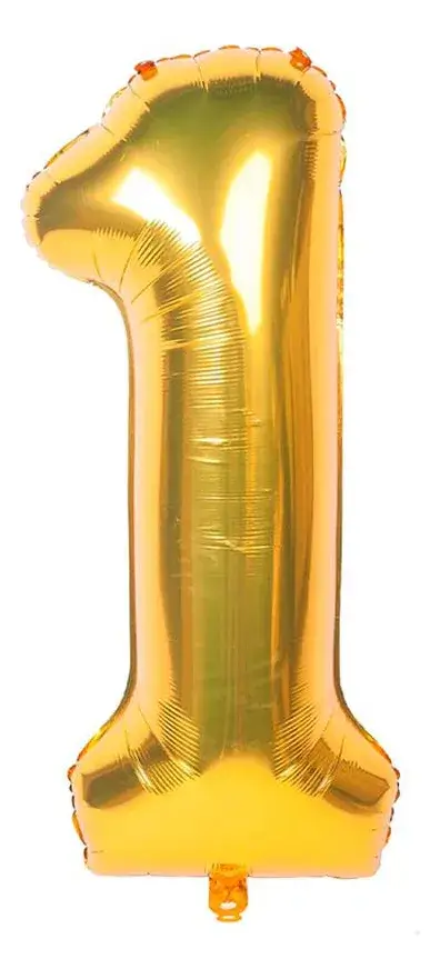 Balão de número Metalizado Dourado 40cm