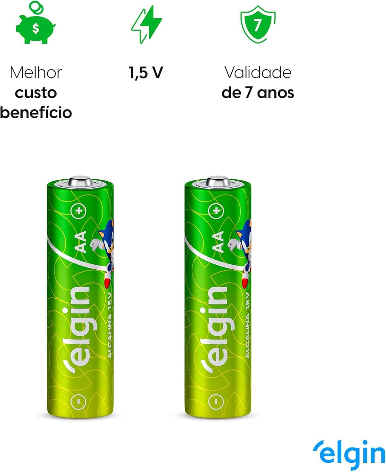 Pilhas AA Elgin Alcalina Sonic