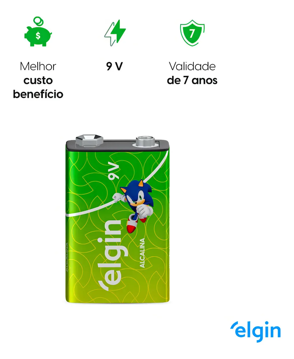 Pilhas Alcalinas Elgin 9V