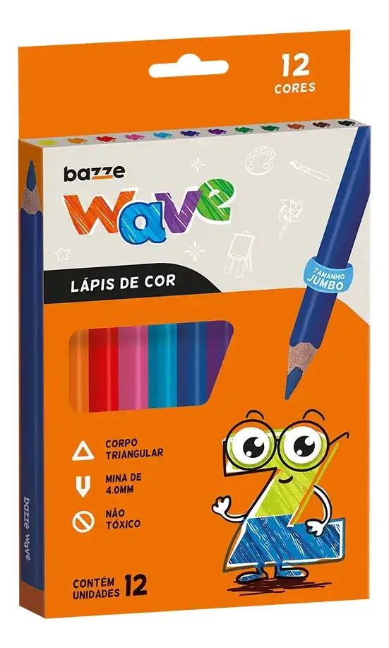 Lápis de Cor Bazze Wave 12 Cores