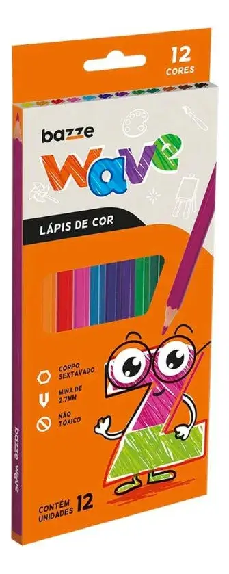 Lápis de Cor Bazze Wave 12 Cores