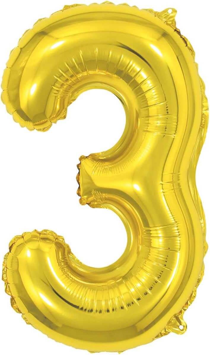Balão de número Metalizado Dourado 40cm
