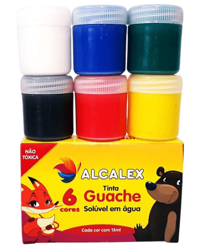 Tinta Guache 6 Cores Alcalex