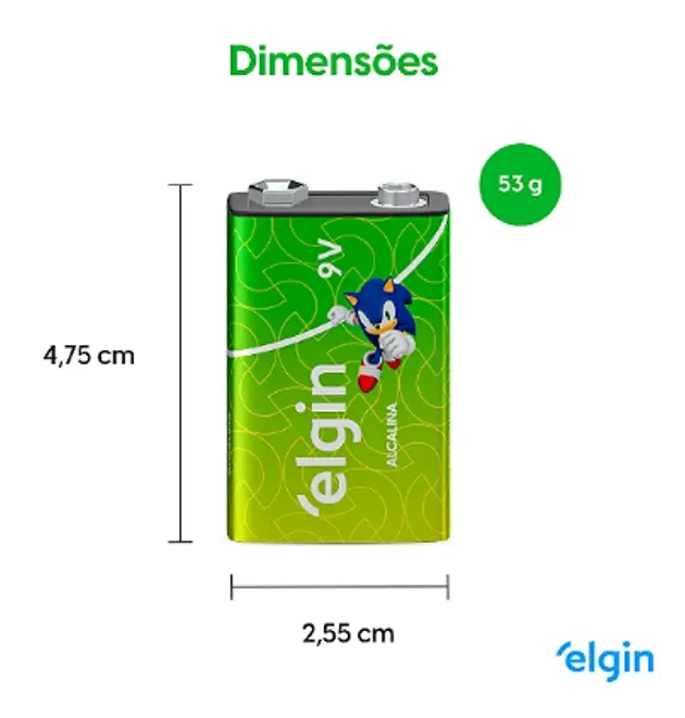 Pilhas Alcalinas Elgin 9V