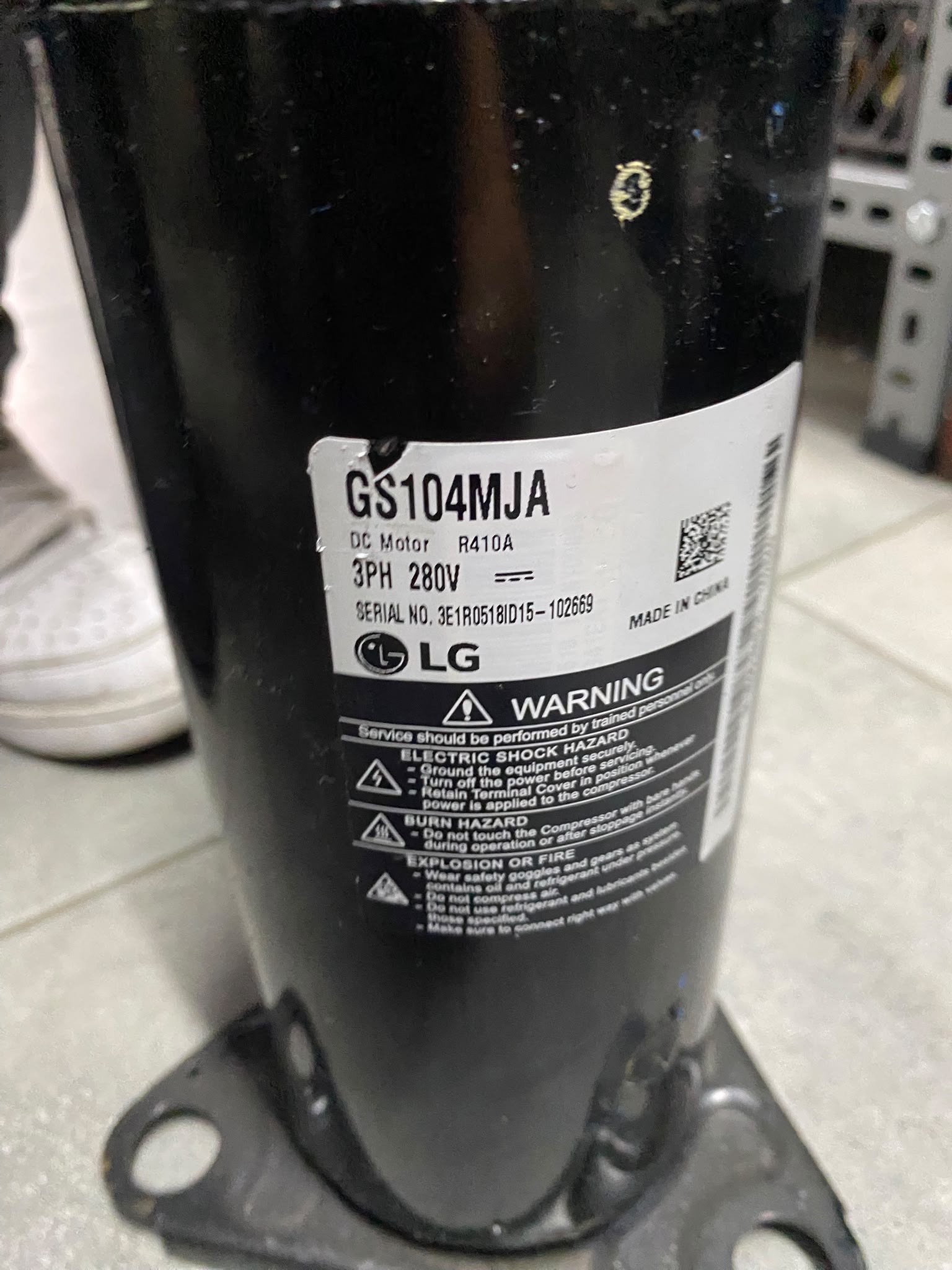 LG GS104MJA DC Inverter Rotary Klima Kompresörü R410A | Orijinal LG