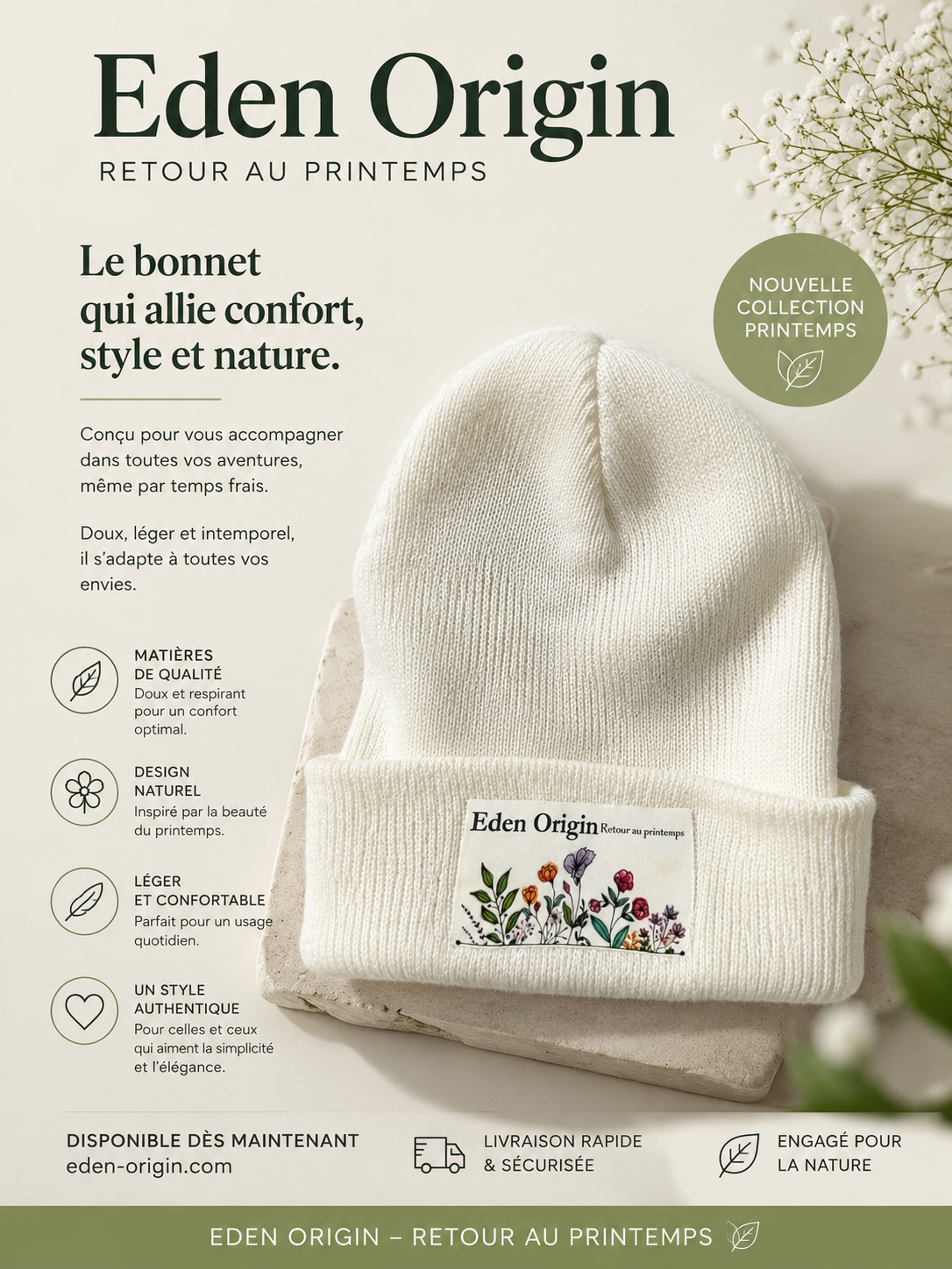 Bonnet Eden Origin – retour au printemps 