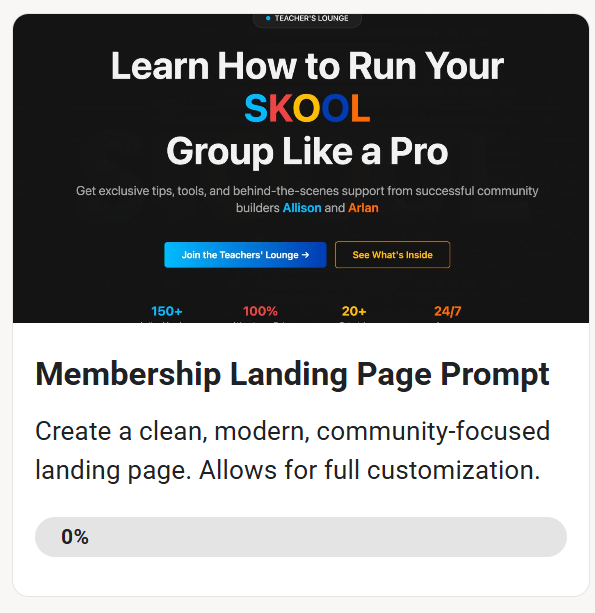 Membership Landing Page Prompt