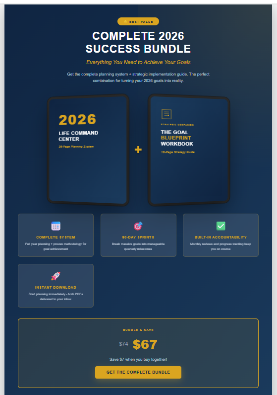 2026 Life Command Center + Goal Blueprint Workbook