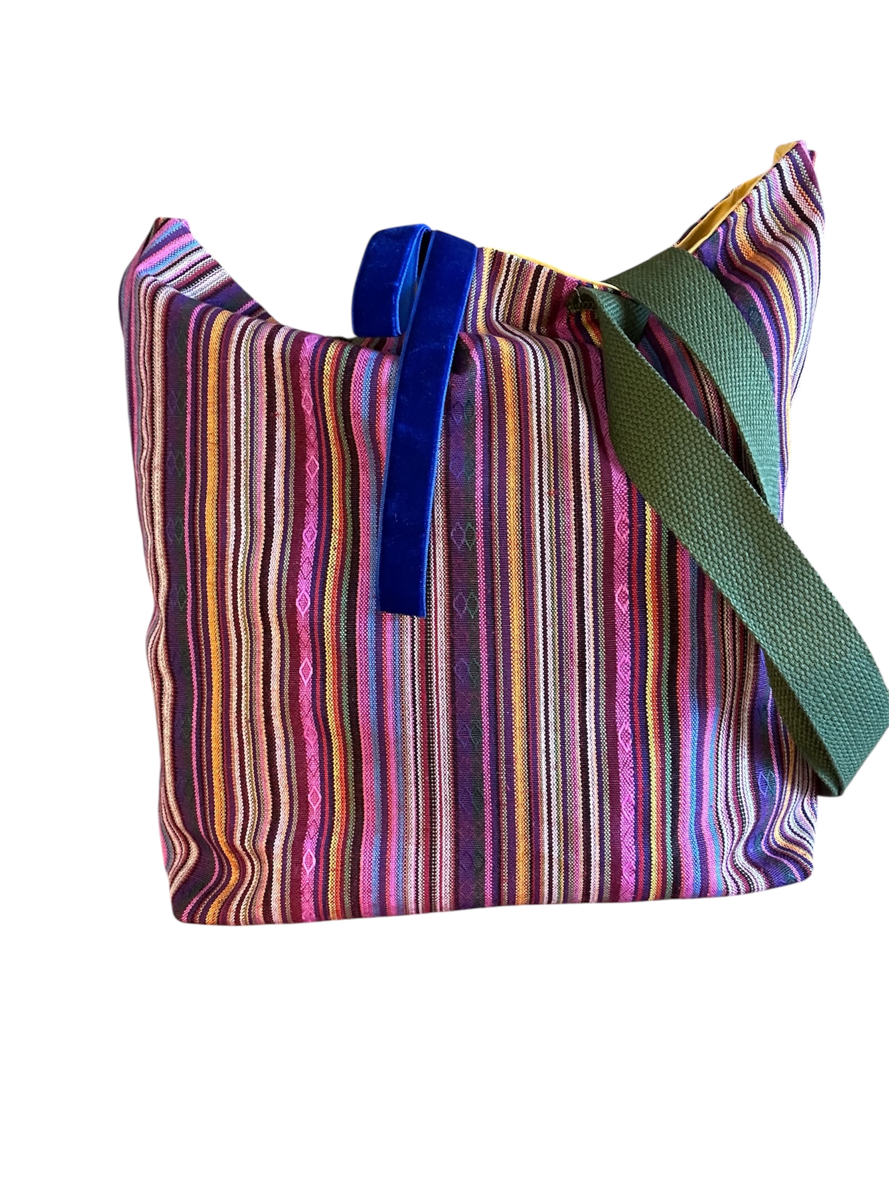 Saco Listrado com Veludo Azul