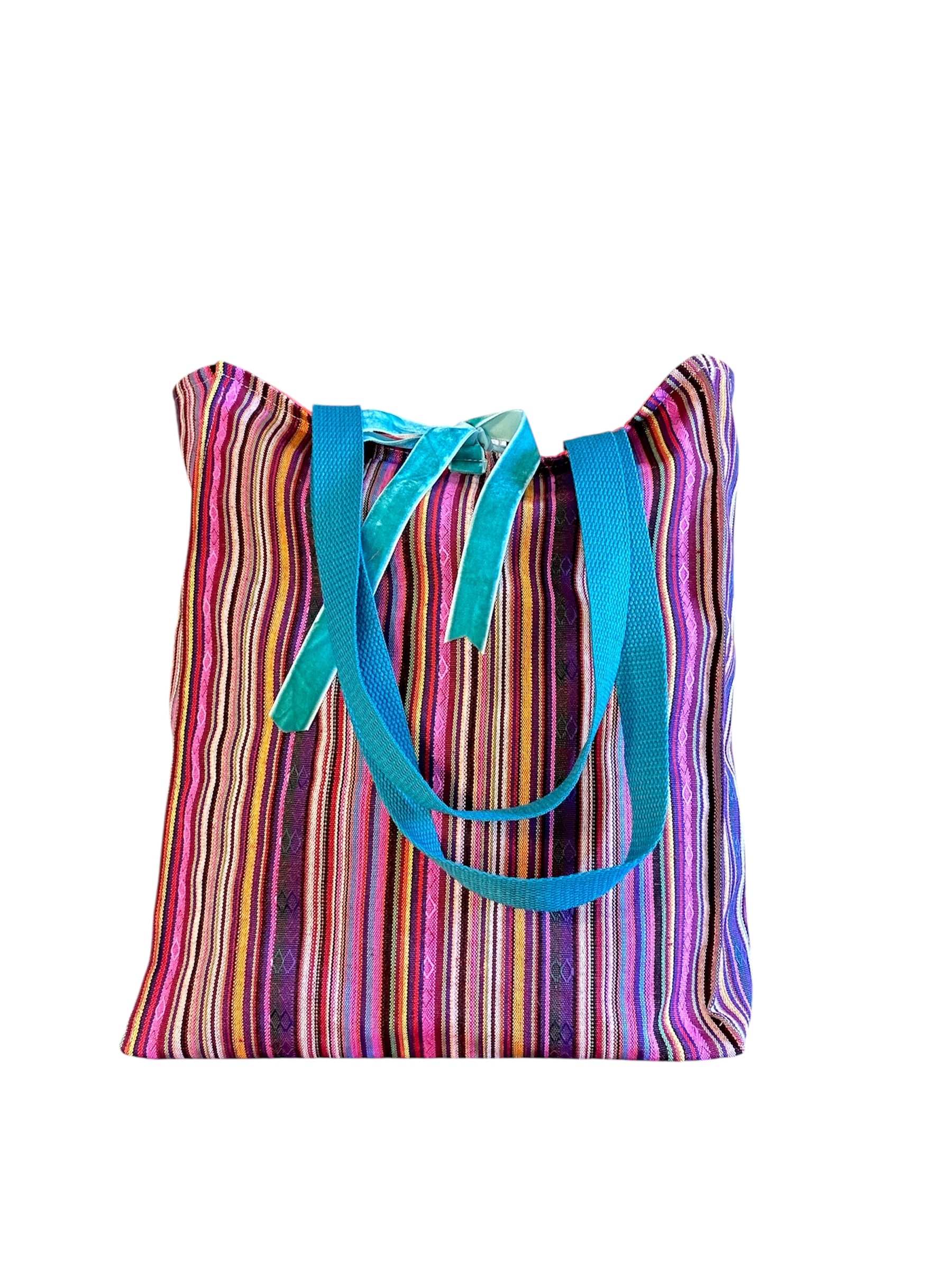 Saco Listrado com Veludo azul.