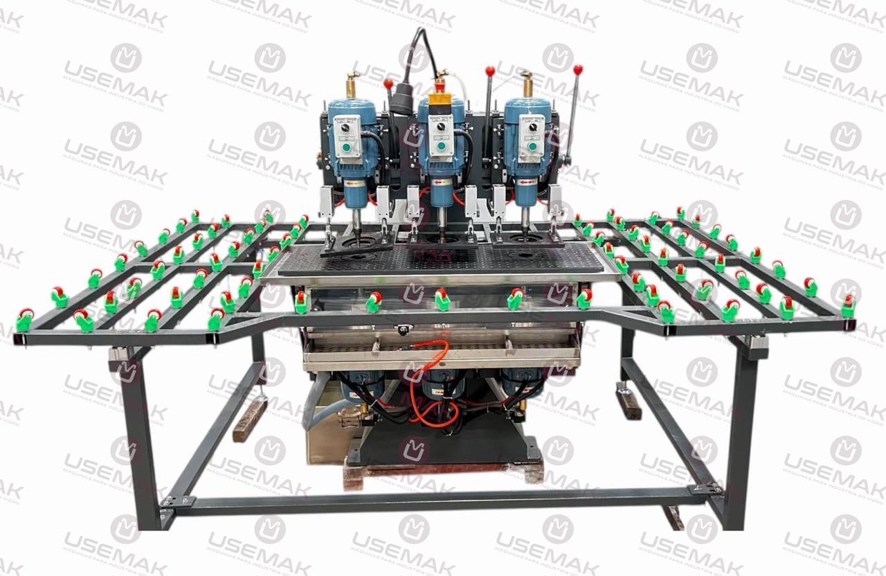 Furadeira Dupla Semiautomática Cabeçote Triplo