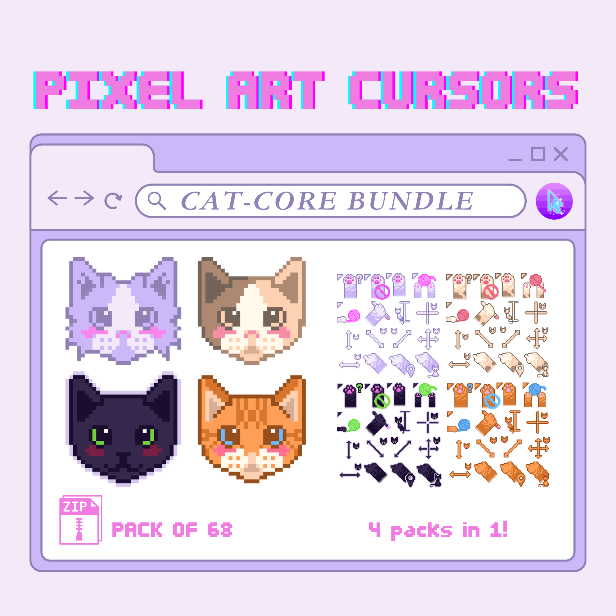 cat-core animated cursor BUNDLE - full aesthetic packs of all 17 states