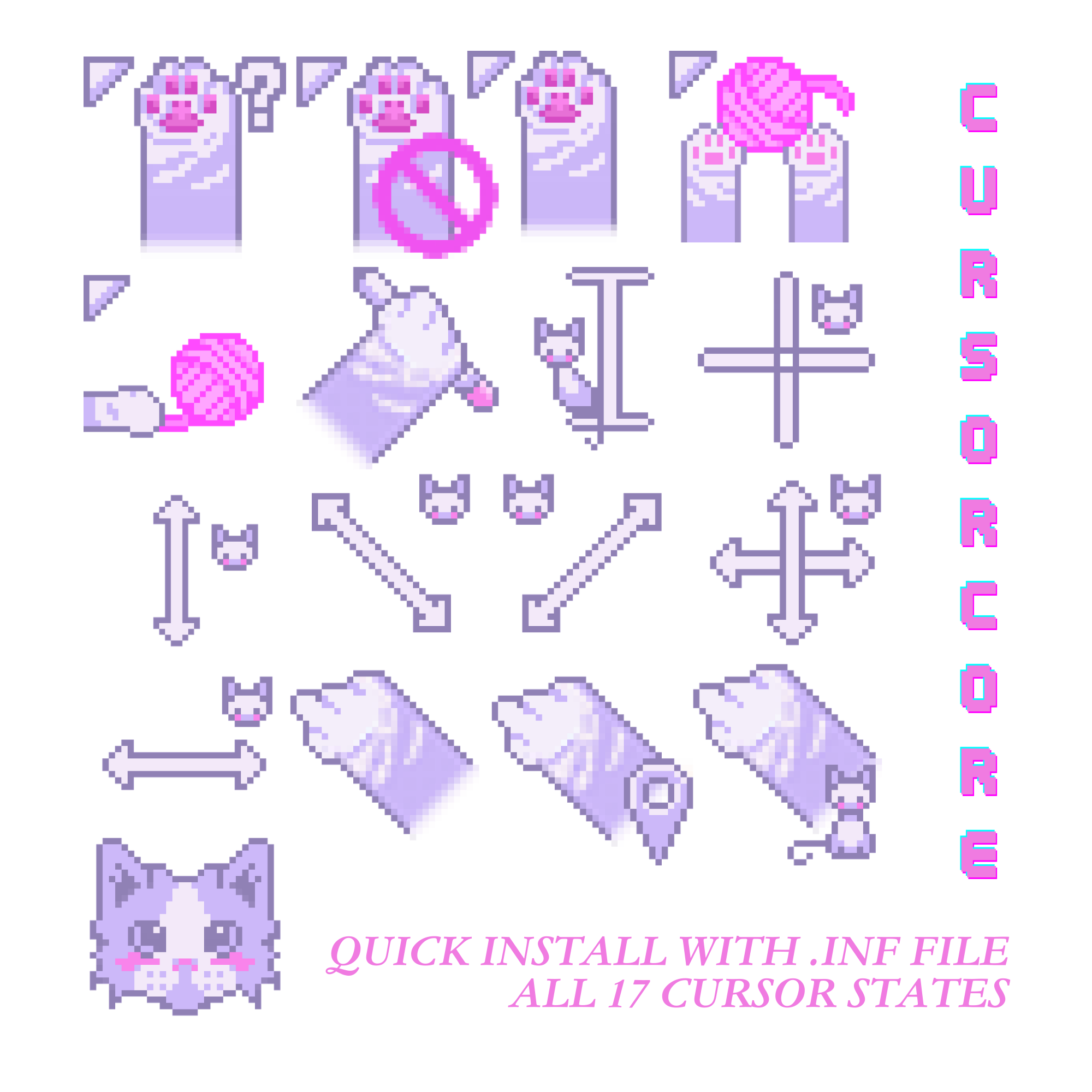 cat-core animated cursors - full aesthetic pack of all 17 states