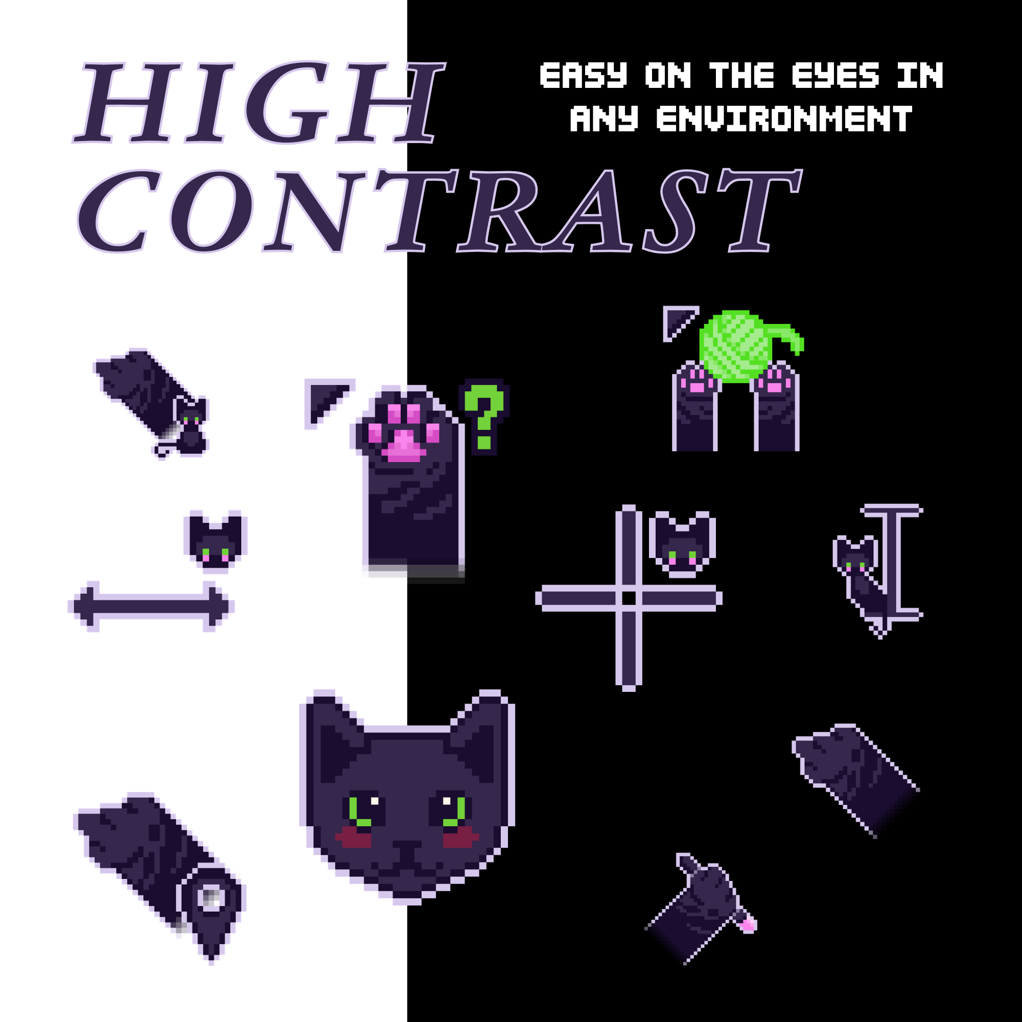 black cat animated cursors - full aesthetic pack of all 17 states 