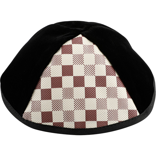 כיפת קטיפה שחורה 1/4 משובץ 