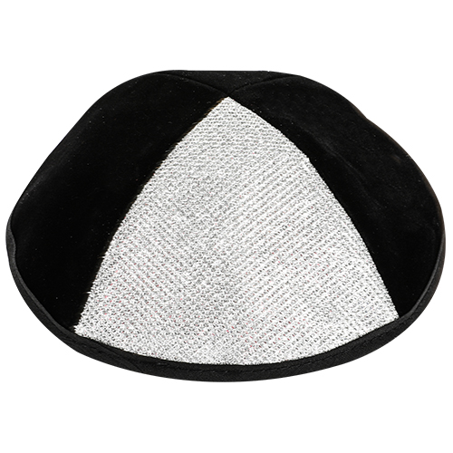  כיפת קטיפה שחורה 1/4 נצנץ כסף גודל 4 - 20 ס"מ