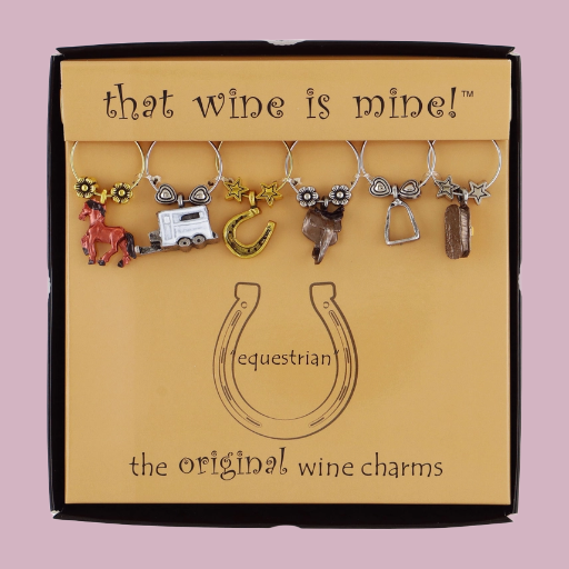 6-Piece Equestrian Painted Wine Charms