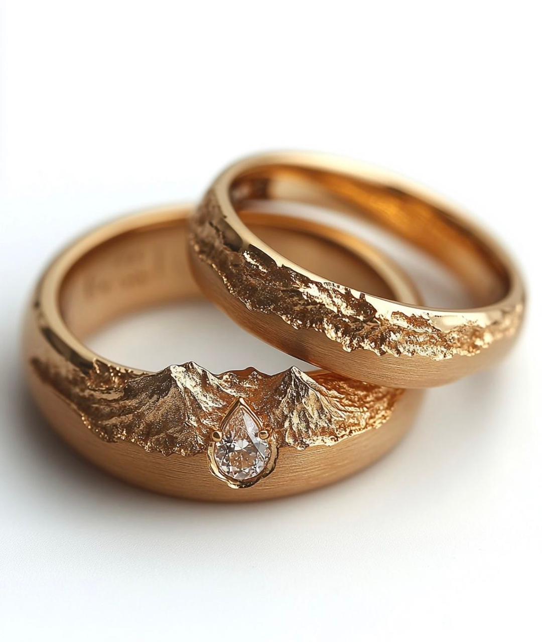 Anillos Pareja Montaña Oro Rosa