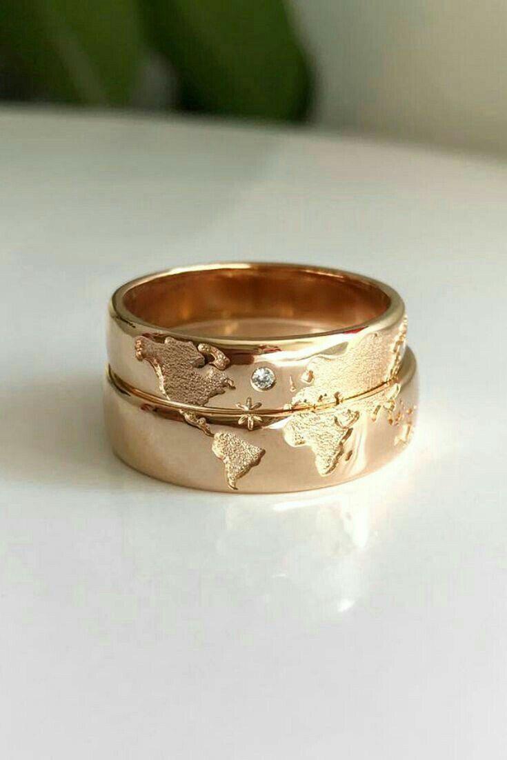 Anillo Mapa Mundial Oro