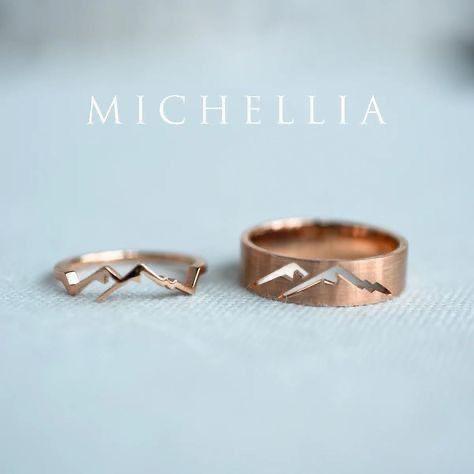 Anillos Pareja Montaña Oro Rosa