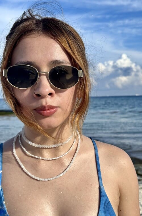 Gargantilla de piedra luna facetada 