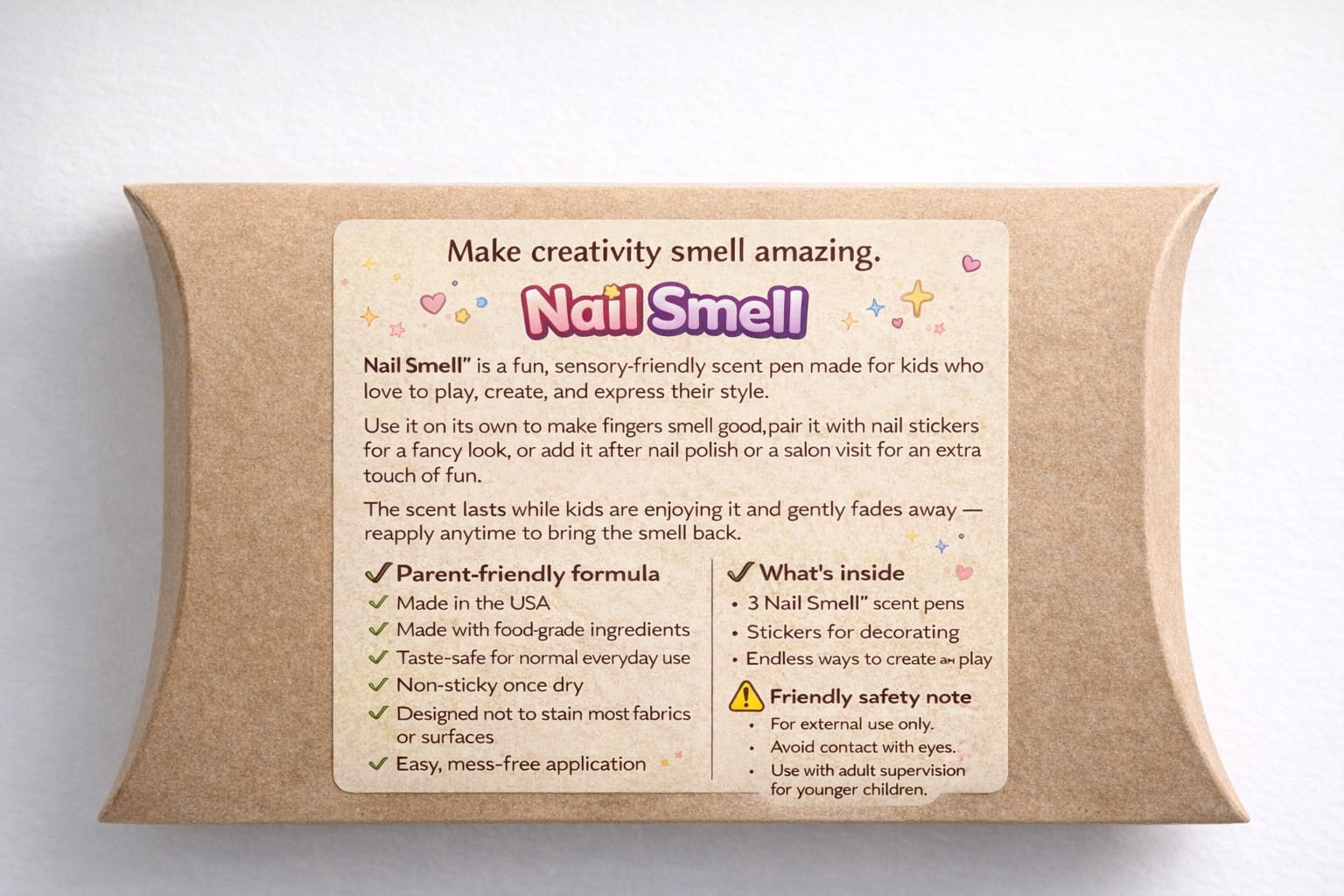 Nail Smell: Senscory-Friendly Scent Pens for Kids - 3 Pack Plus Bonus Nail Stickers