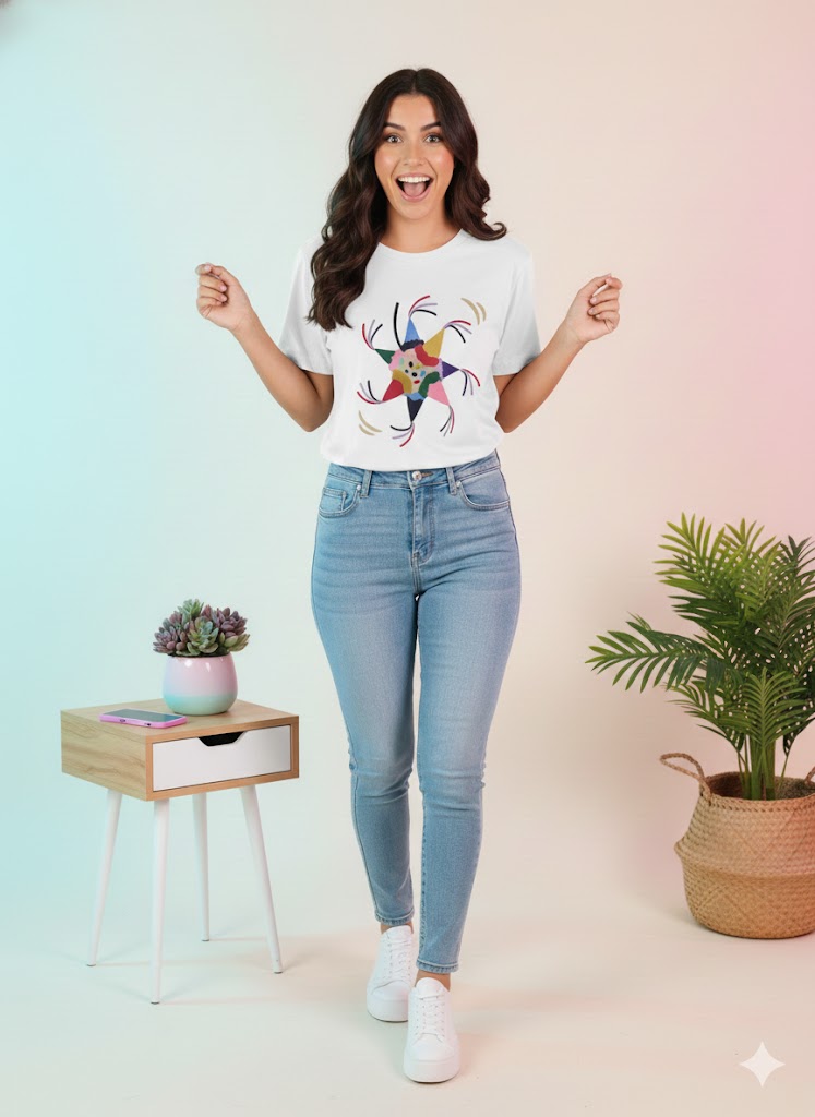 Playera con piñata/cambia de color 