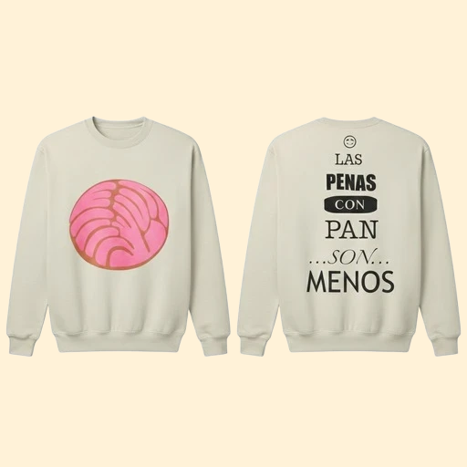 Sudadera con diseño de concha de fresa y frase atrás